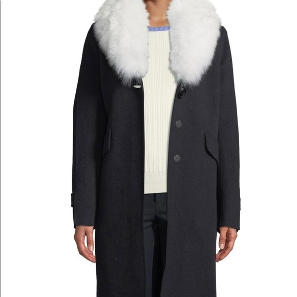 Derek Lam 10 Crosby Wool Trench Coat Faux Fur size medium designer NWT - Picture 3 of 8